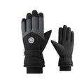 Gants de ski chauds 3 couches, tactiles et doublés peluche – Noir