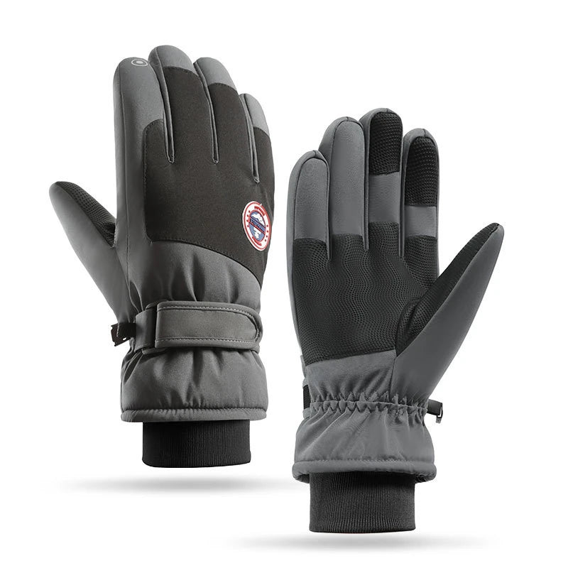 Gants de ski tactiles à paume antidérapante et doublure polaire – Gris foncé