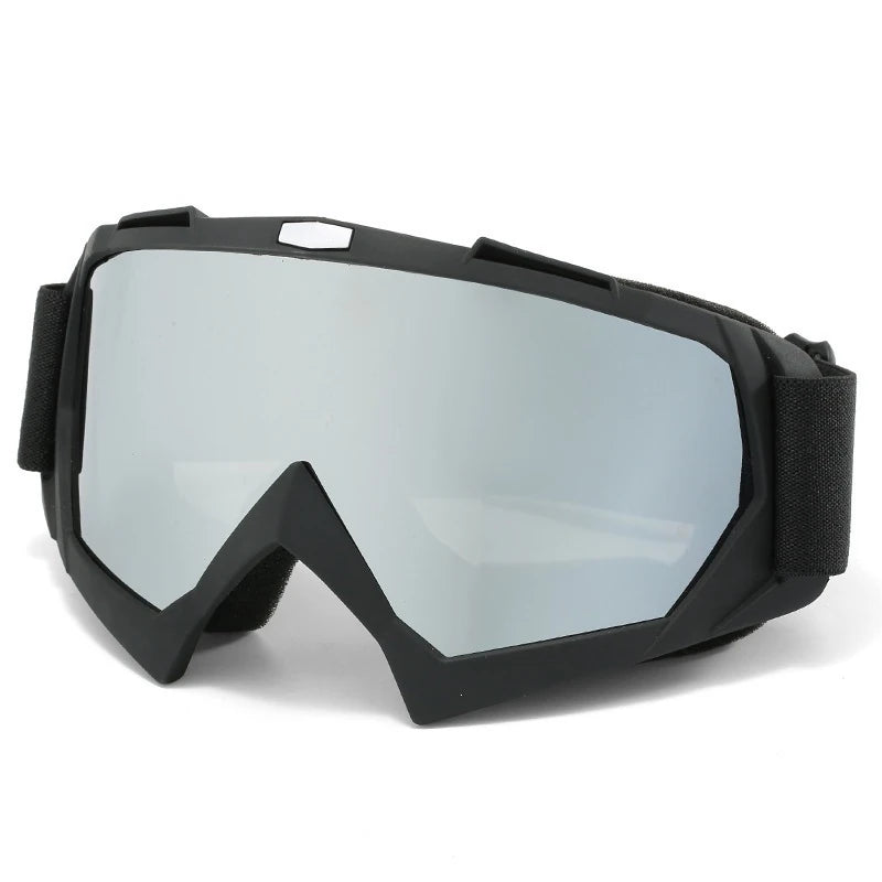 Masque de ski monture noire mate, compatible lunettes de vue – Verre miroir argent