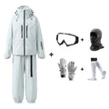Pack Megève – combinaison de ski blanc cassé + gants, masque, cagoule et chaussettes