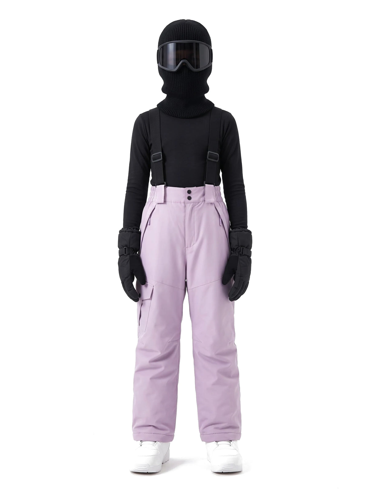 Pantalon de ski enfant à bretelles réglables – Lilas