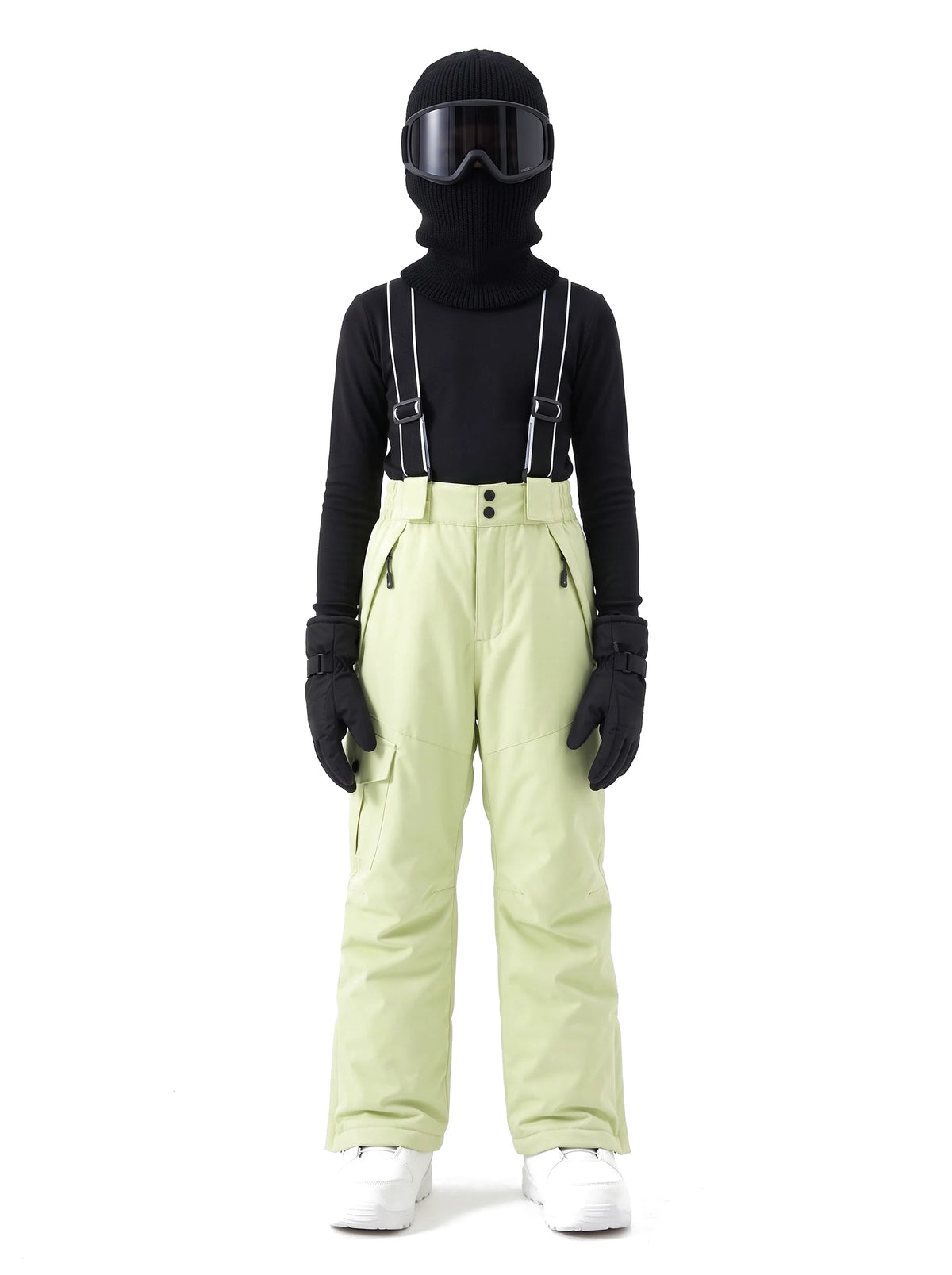 Pantalon de ski enfant à bretelles réglables – Vert anis