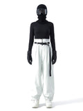 Pantalon de ski unisexe 3 couches doublé polaire avec ceinture – Blanc perle