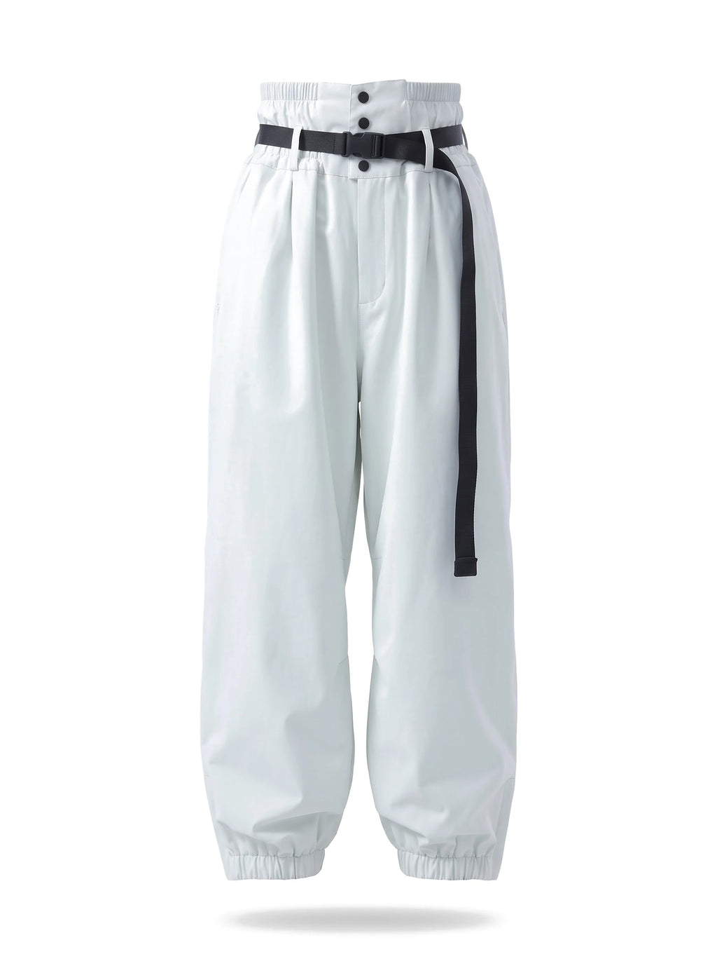 Pantalon de ski unisexe 3 couches doublé polaire avec ceinture – Blanc perle