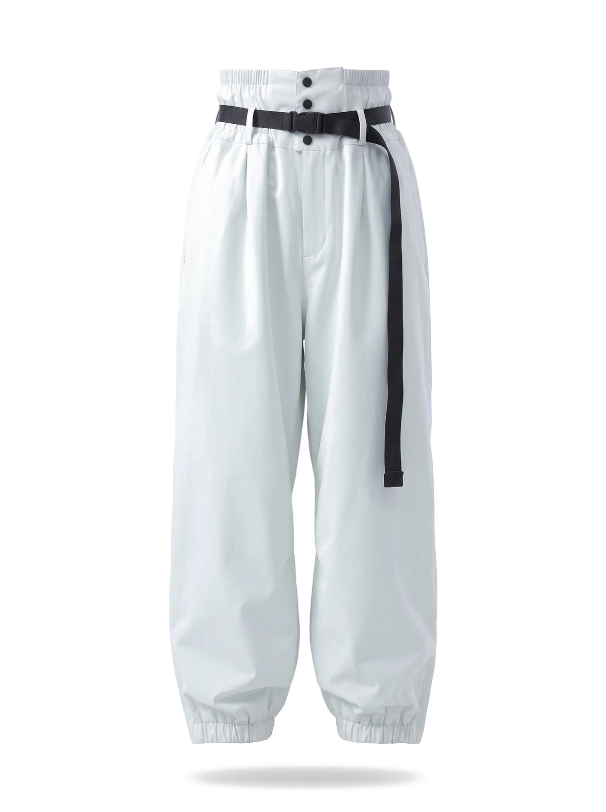 Pantalon de ski unisexe 3 couches doublé polaire avec ceinture – Blanc perle