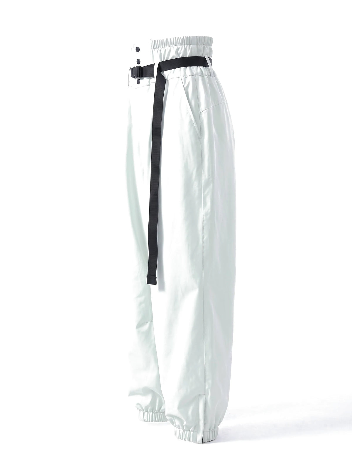 Pantalon de ski unisexe 3 couches doublé polaire avec ceinture – Blanc perle