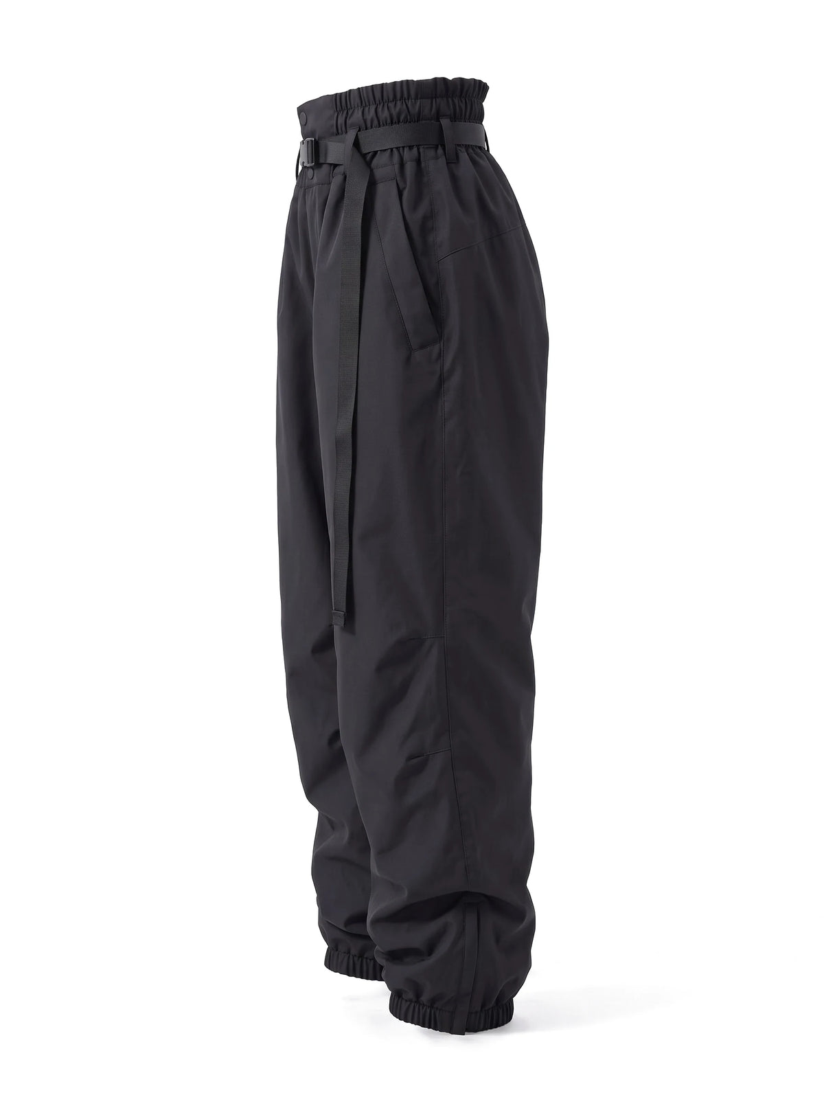 Pantalon de ski unisexe 3 couches doublé polaire avec ceinture – Noir