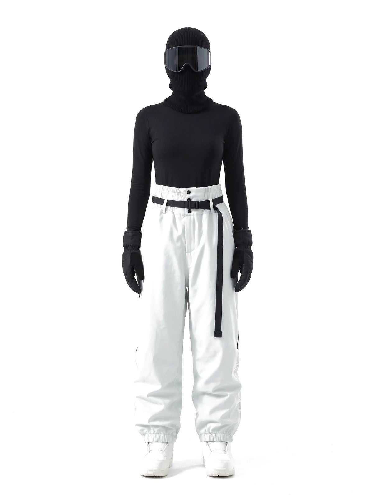 Pantalon de ski unisexe ample 3 couches doublé – Blanc perle