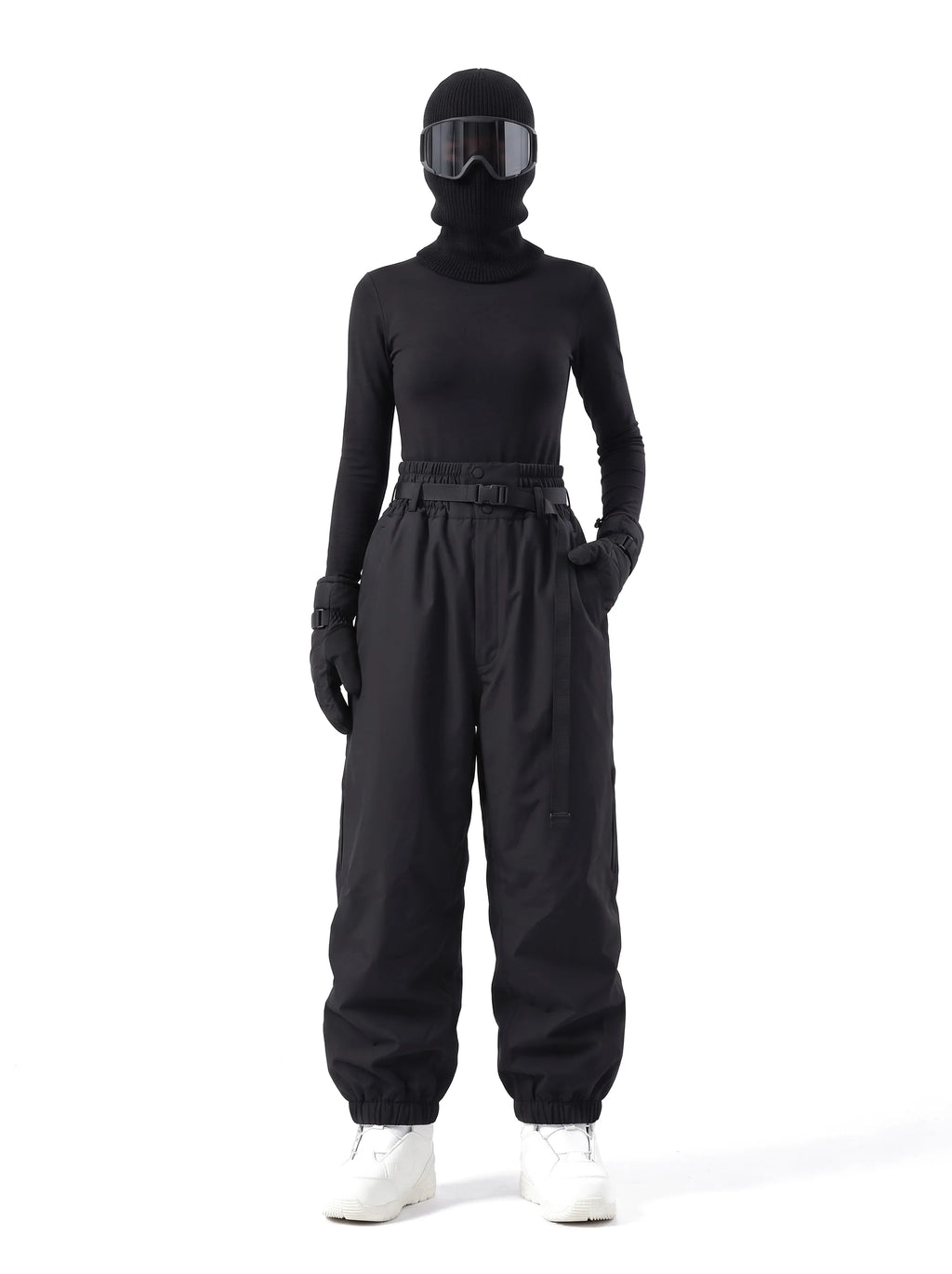 Pantalon de ski unisexe ample 3 couches doublé – Noir