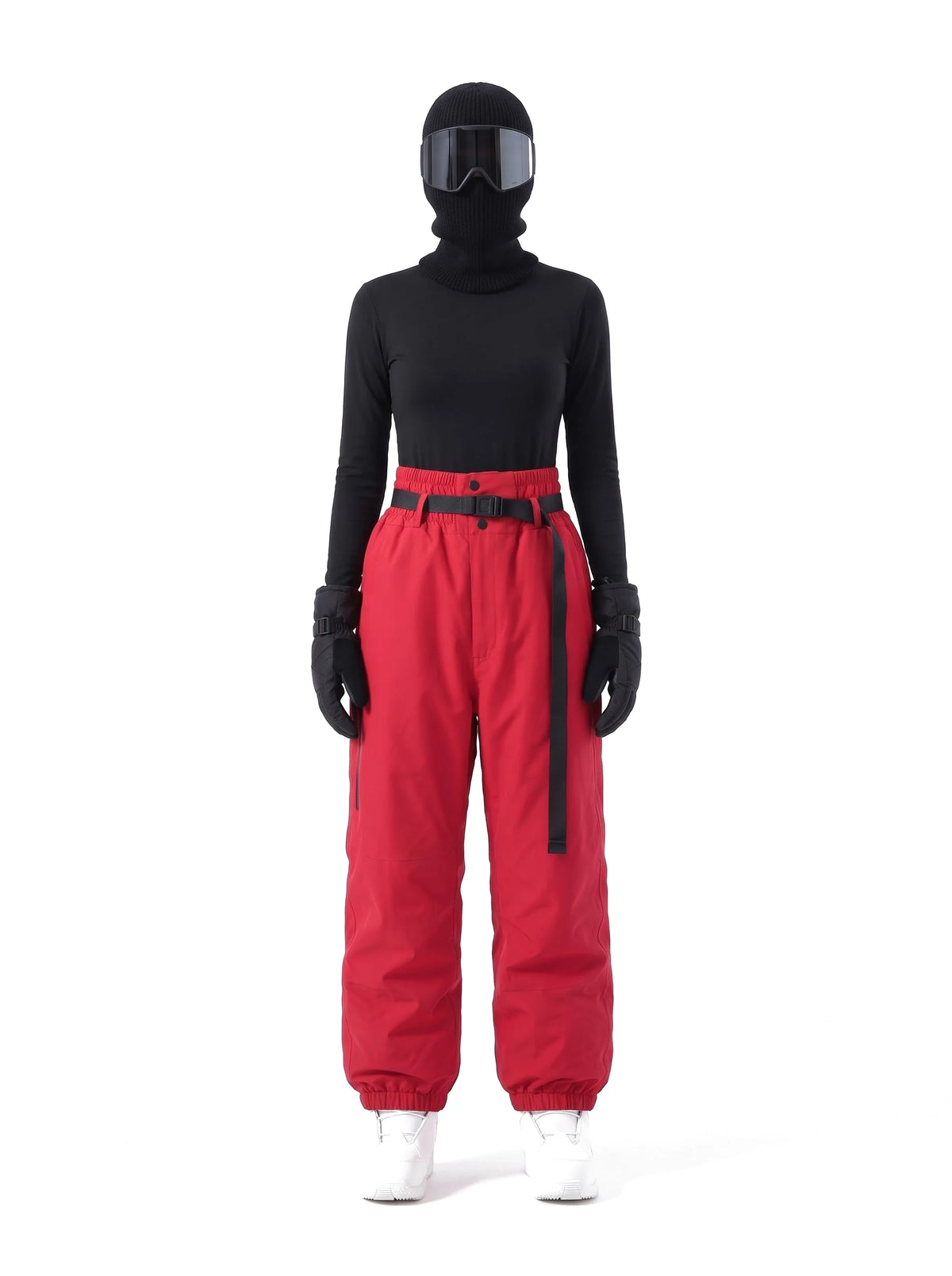 Pantalon de ski unisexe ample 3 couches doublé – Rouge