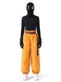 Pantalon de ski unisexe ample molletonné à bas élastiqués – Orange