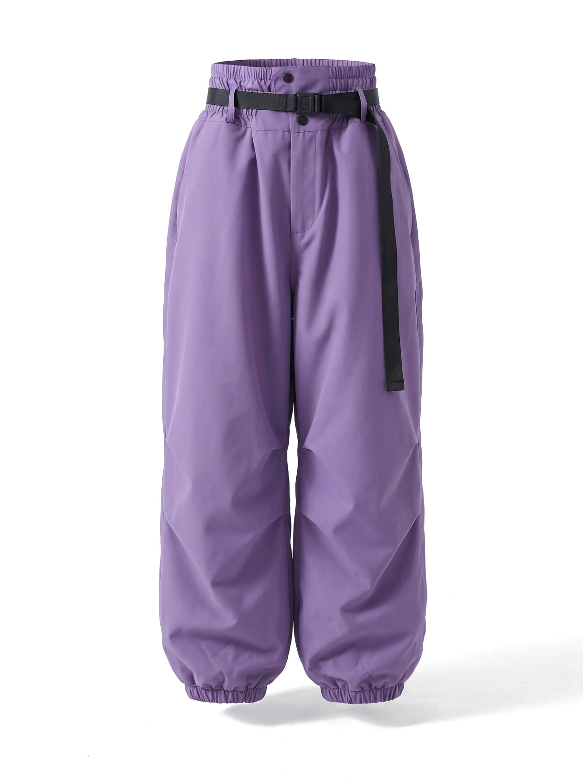 Pantalon de ski unisexe ample molletonné à bas élastiqués – Violet fumé