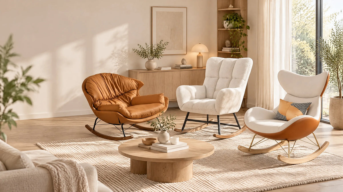 Salon avec trois fauteuils à bascule