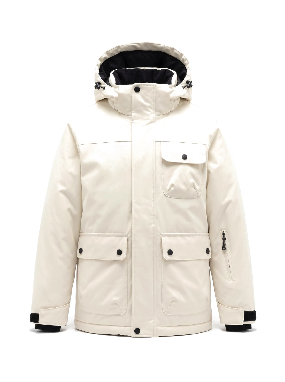 Veste de ski enfant à capuche amovible et doublure argentée – Crème