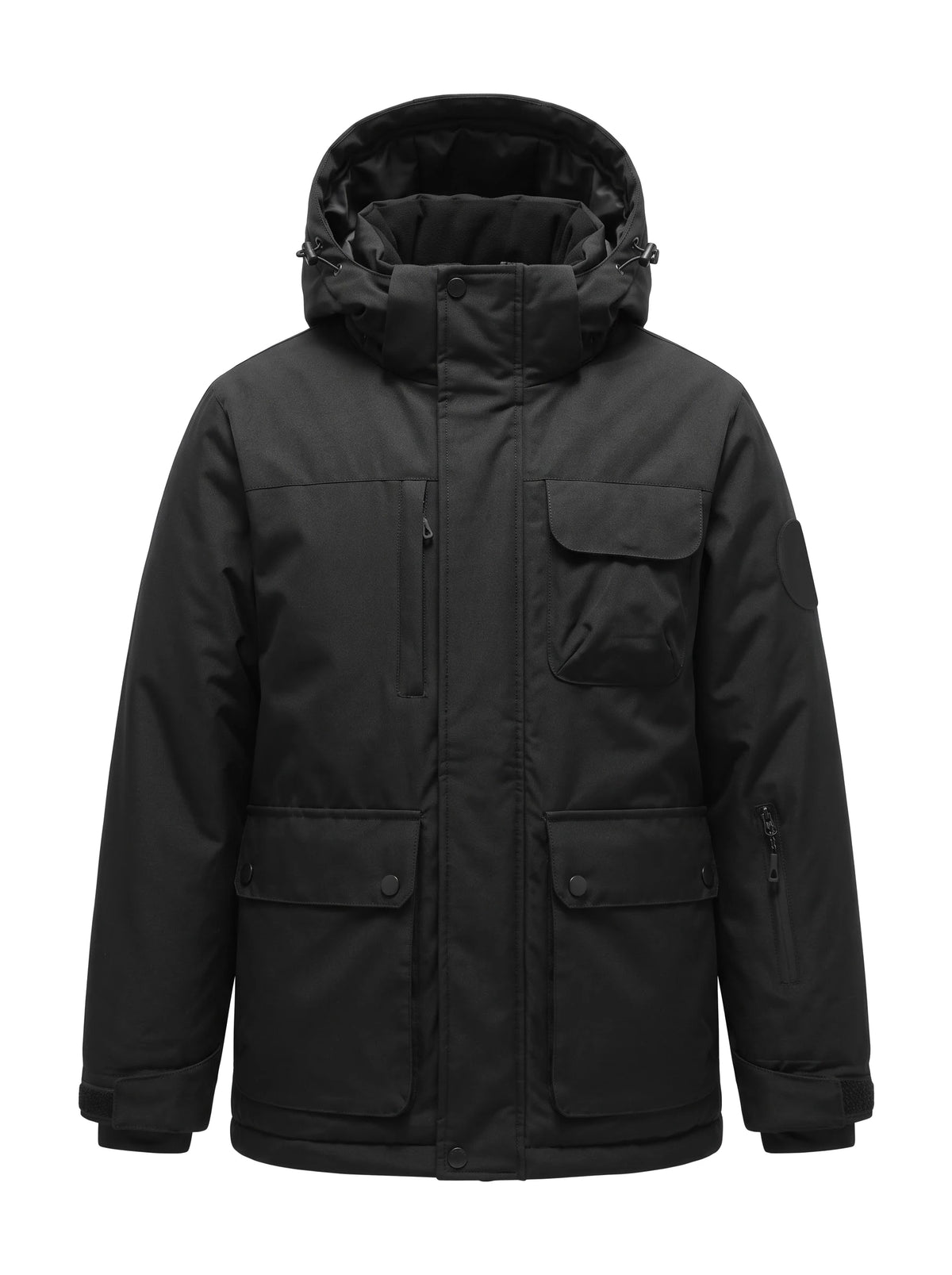 Veste de ski enfant à capuche amovible et doublure argentée – Noir