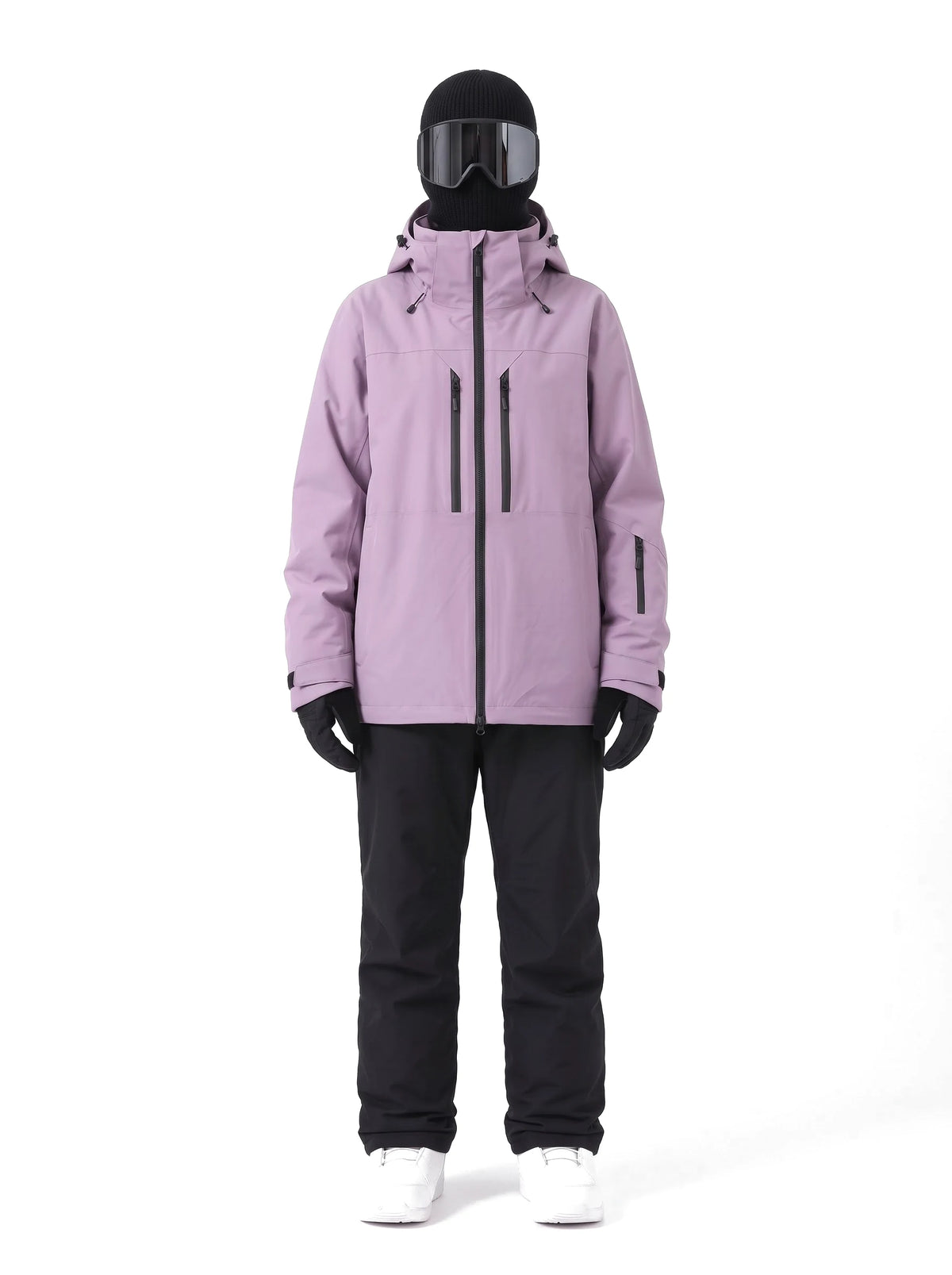 Veste de ski unisexe 3 couches à capuche et jupe pare-neige – Lilas