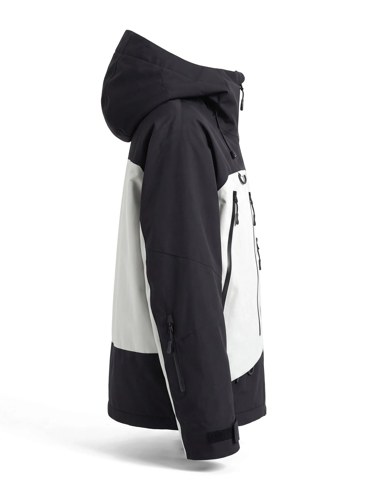 Veste de ski unisexe 3 couches à capuche et jupe pare-neige – Noir et blanc