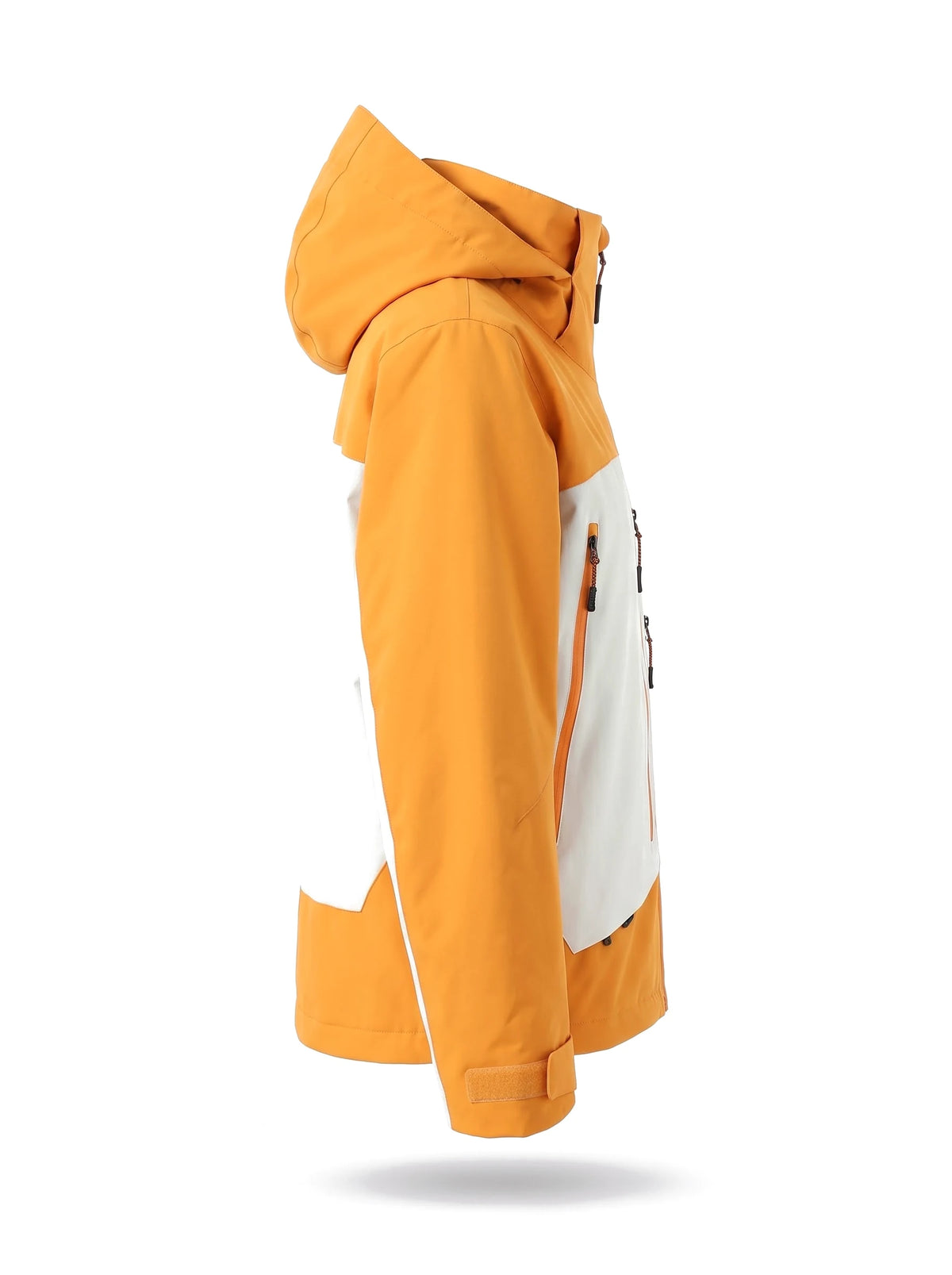 Veste de ski unisexe 3 couches à capuche et jupe pare-neige – Orange et blanc