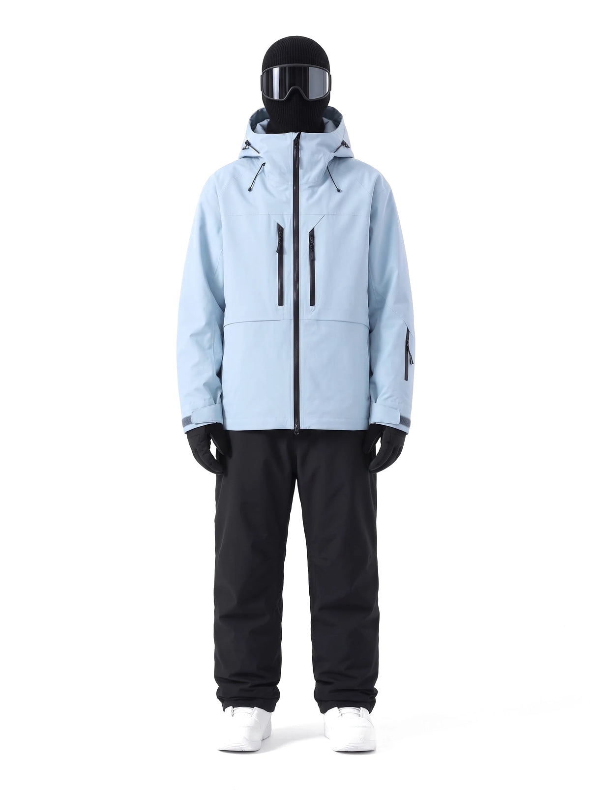 Veste de ski unisexe 3 couches ouatinée à capuche – Bleu ciel