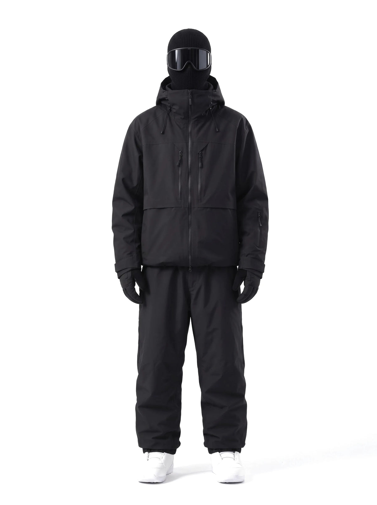 Veste de ski unisexe 3 couches ouatinée à capuche – Noir