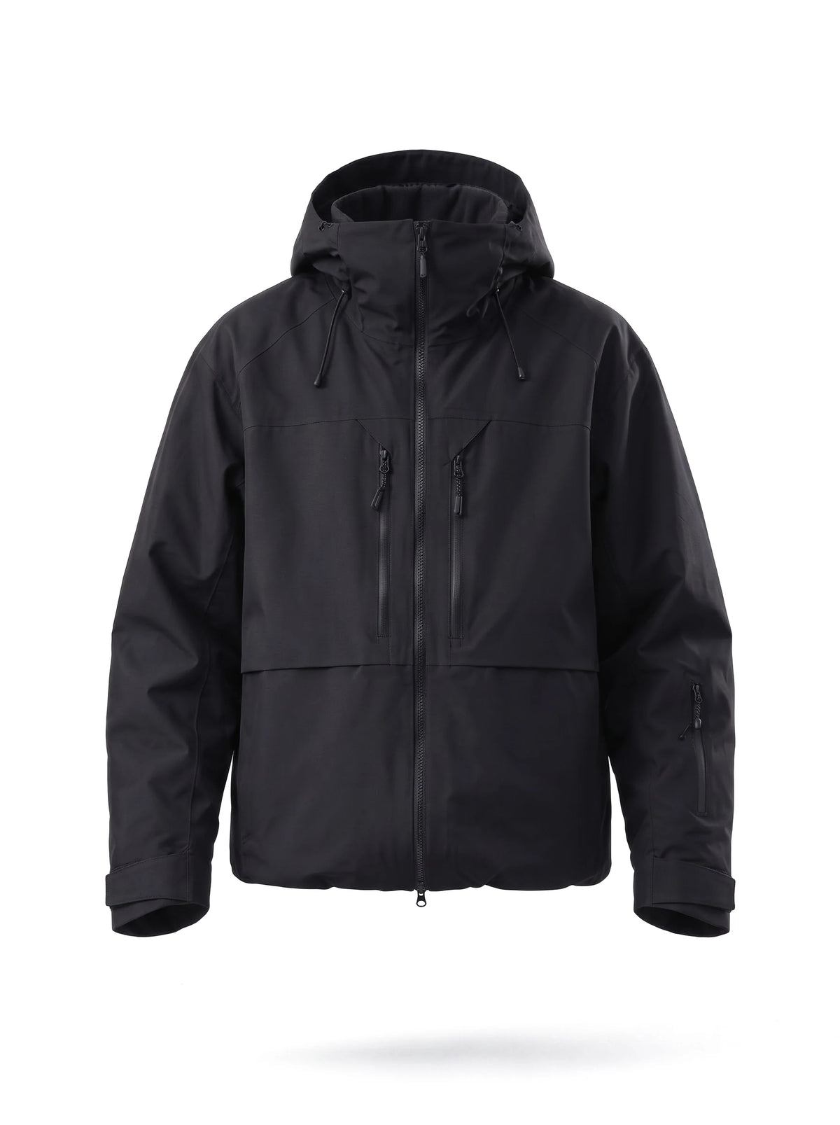 Veste de ski unisexe 3 couches ouatinée à capuche – Noir