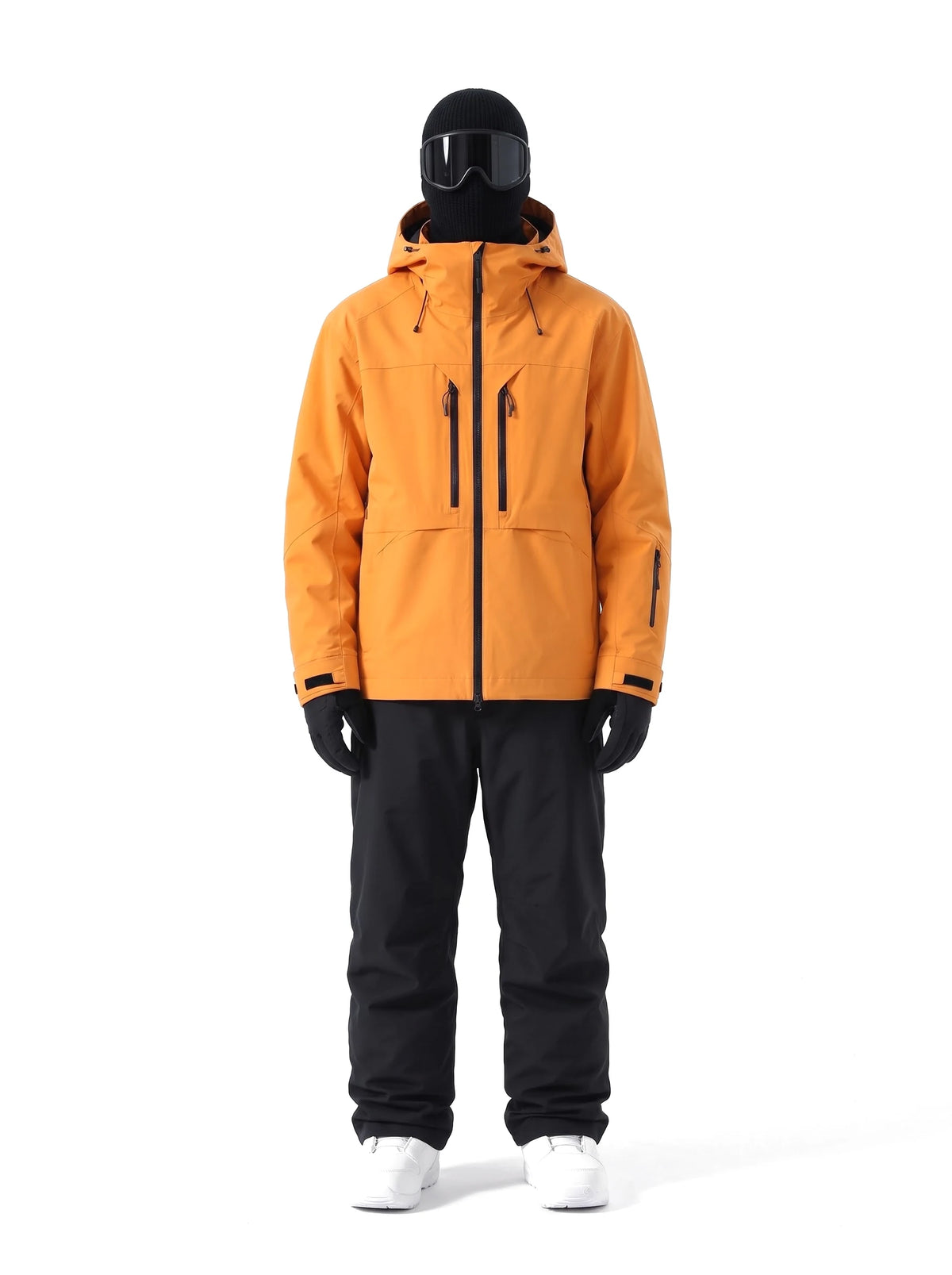 Veste de ski unisexe 3 couches ouatinée à capuche – Orange