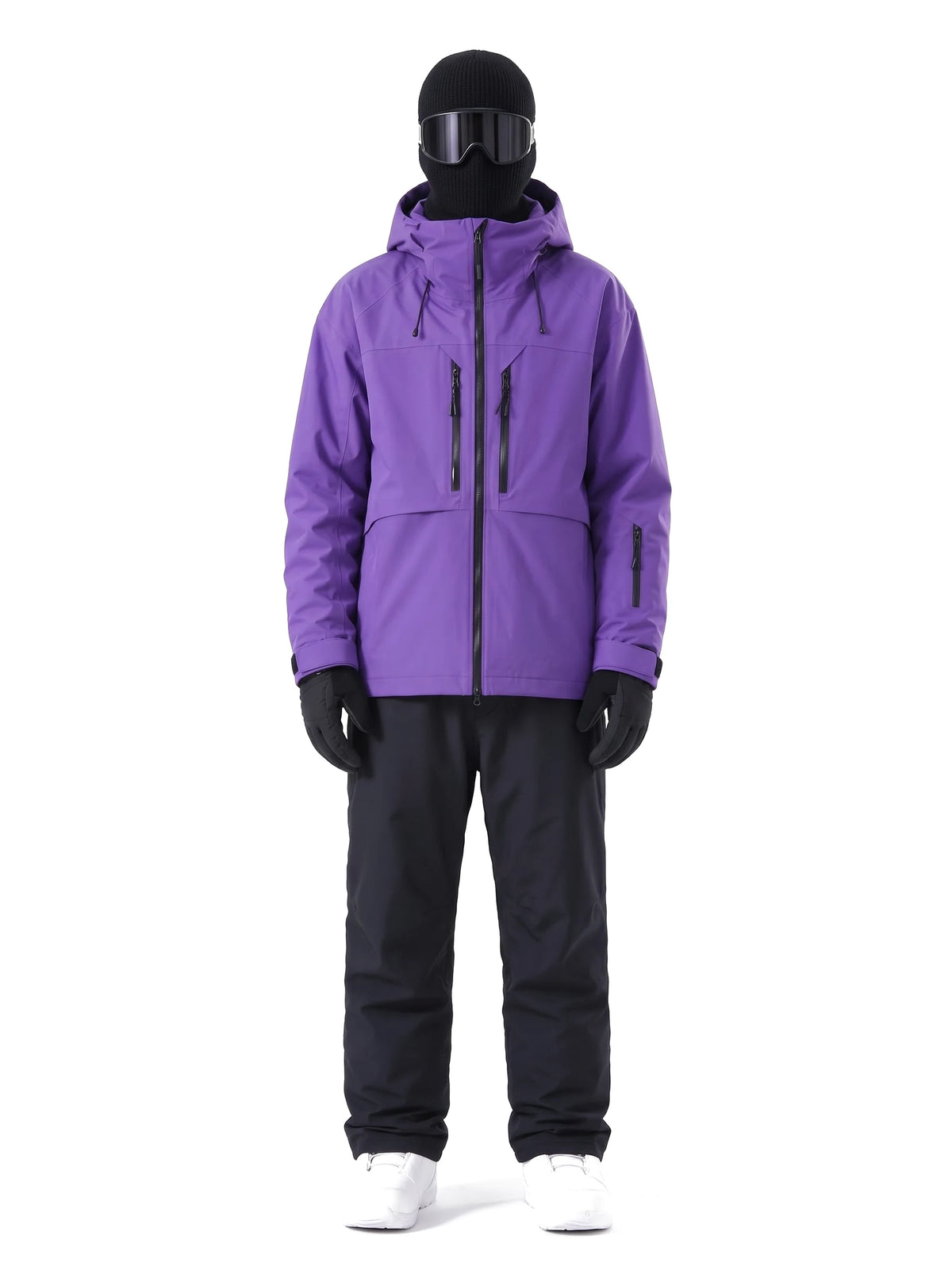 Veste de ski unisexe 3 couches ouatinée à capuche – Violet